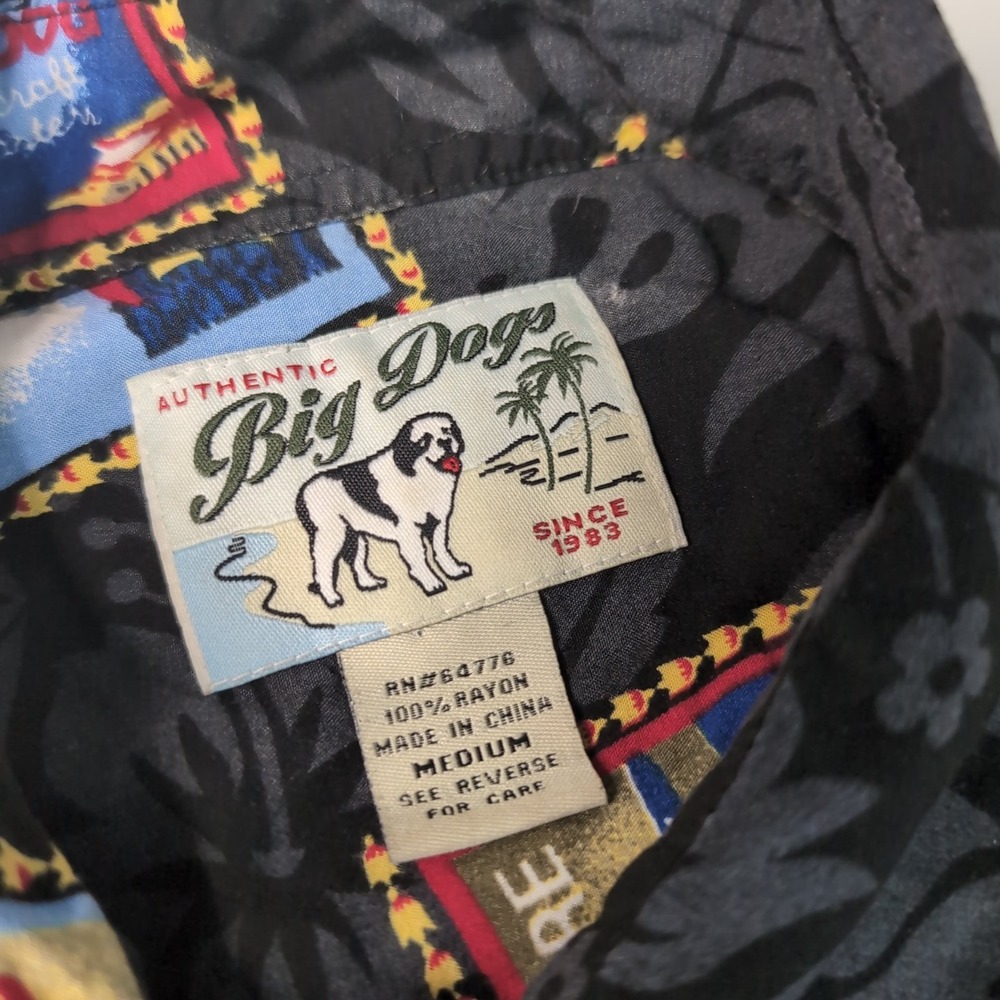 Vintage Big Dogs Hawaiian Shirt Sz Medium‎ Patterns - Picture 5 of 7